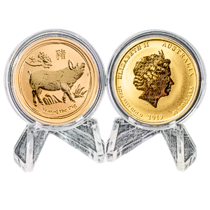 2 pcs of 1/2 oz 2019 Australian Gold Lunar Series “Year of the Pig” Coins – Total 1 oz Gold