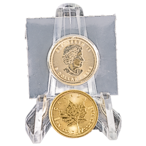 2 pcs of 1/10 oz 2015 Canadian Gold Maple Leaf Coins – Total 0.2 oz Gold