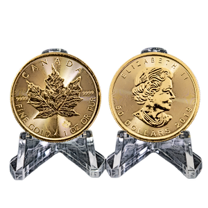 2 pcs of 1 oz 2019 Canadian Gold Maple Leaf Coins - Total 2 oz Gold