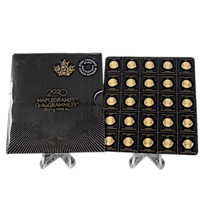 2020 25 x 1 gram Canadian Gold Maplegram25 Bullion Coin Set - Total 25 grams Gold