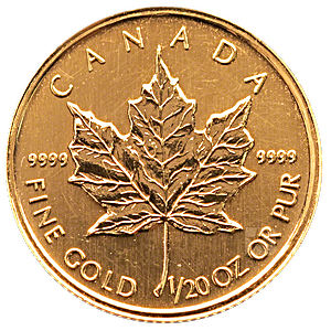 1993 1/20 oz Canadian Gold Maple Leaf Bullion Coin