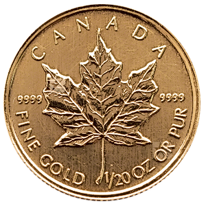 1/20 oz Canadian Gold Maple Leaf Bullion Coin (Various Years)