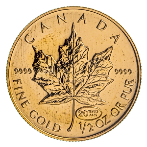 1999 1/2 oz Canadian Gold Maple Leaf Bullion Coin - 20 years ANS Privy