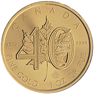 2019 1 oz Canadian Gold Maple Leaf Bullion Coin - 40th Anniversary Edition