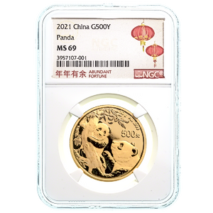 2021 30 Gram Chinese Gold Panda Bullion Coin - Graded MS 69 by NGC