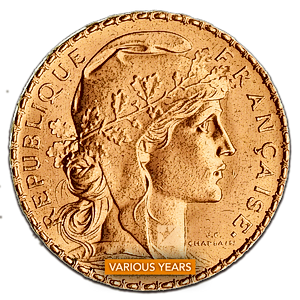 5.806 Gram Gold French Gold 20 Franc Coin (Various Years)
