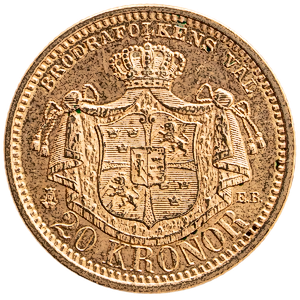 8.065 Gram Gold Swedish Gold 20 Kroner Coin (Various Years)