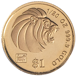1997 1/20 oz Singapore Gold Lion Bullion Coin