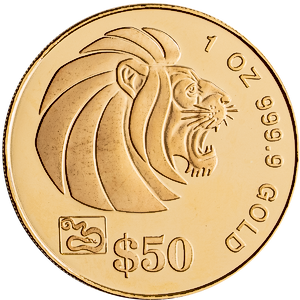 2001 1 oz Singapore Gold Lion Bullion Coin
