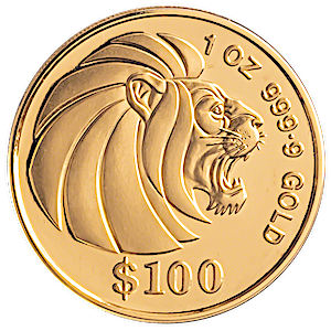 1990 1 oz Singapore Gold Lion Bullion Coin