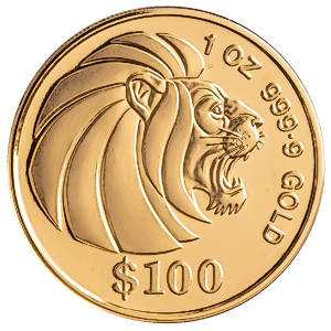 1990 1 oz Singapore Gold Lion Bullion Coin