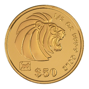 1994 1/2 oz Singapore Gold Lion Bullion Coin