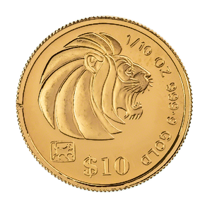 1994 1/10 oz Singapore Gold Lion Bullion Coin