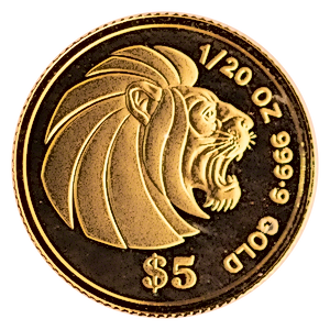 1990 1/20 oz Singapore Gold Lion Bullion Coin
