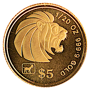 1991 1/20 oz Singapore Gold Lion Bullion Coin