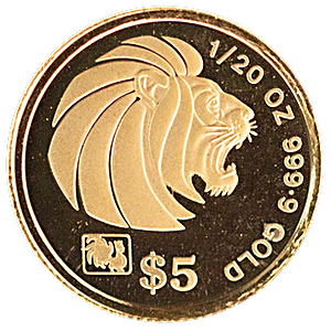 1993 1/20 oz Singapore Gold Lion Bullion Coin