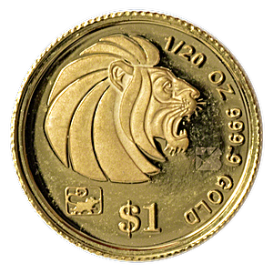 1996 1/20 oz Singapore Gold Lion Bullion Coin