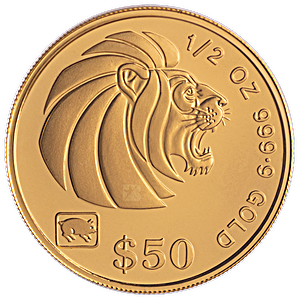 1995 1/2 oz Singapore Gold Lion Bullion Coin
