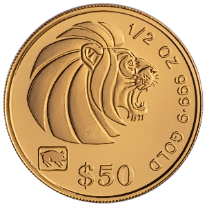 1995 1/2 oz Singapore Gold Lion Bullion Coin