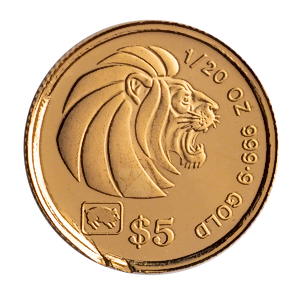 1995 1/20 oz Singapore Gold Lion Bullion Coin