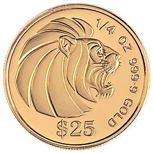 1990 1/4 oz Singapore Gold Lion Bullion Coin