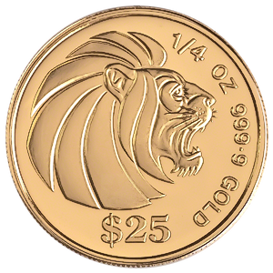 1990 1/4 oz Singapore Gold Lion Bullion Coin