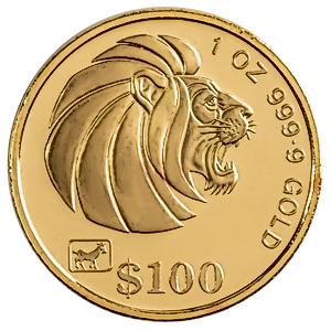1991 1 oz Singapore Gold Lion Bullion Coin
