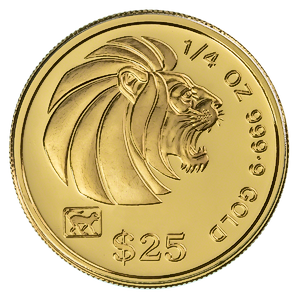 1992 1/4 oz Singapore Gold Lion Bullion Coin
