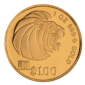 1993 1 oz Singapore Gold Lion Bullion Coin