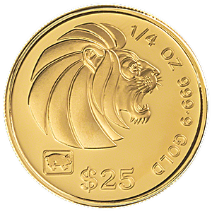 1995 1/4 oz Singapore Gold Lion Bullion Coin