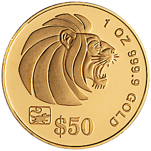 1996 1 oz Singapore Gold Lion Bullion Coin