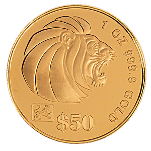 1998 1 oz Singapore Gold Lion Bullion Coin