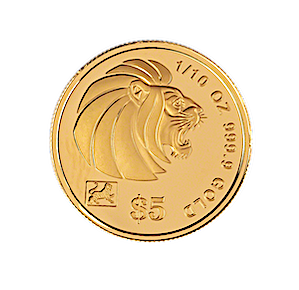 1998 1/10 oz Singapore Gold Lion Bullion Coin