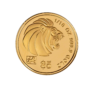 1998 1/10 oz Singapore Gold Lion Bullion Coin