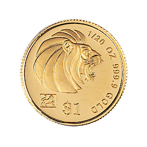 1998 1/20 oz Singapore Gold Lion Bullion Coin