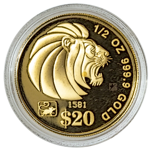 1/2 oz Singapore Gold Lion Bullion Coin (Various Years)
