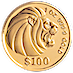 1990 1 oz Singapore Gold Lion Bullion Coin thumbnail