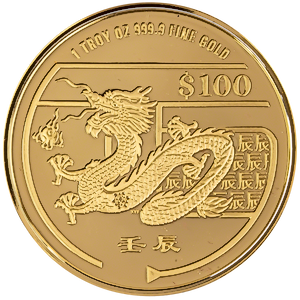 2012 1 oz Singapore Mint Gold Dragon Bullion Coin (Pre-Owned in Good Condition)