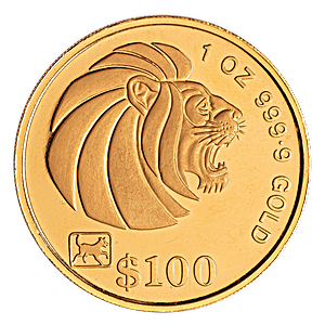 1994 1 oz Singapore Gold Lion Bullion Coin