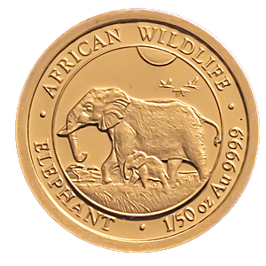Somalian Gold Elephant 2022 - Circulated in Good Condition - 1/50 oz