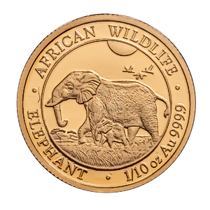 2022 1/10 oz Somalian Gold Elephant Bullion Coin (Pre-Owned in Good Condition)