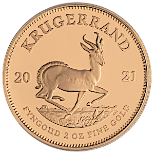 2021 2 oz South African Gold Krugerrand Proof Bullion Coin (Pre-Owned in Good Condition)