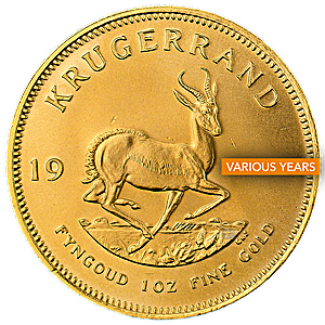 1 oz South African Gold Krugerrand Bullion Coin (Various Years)