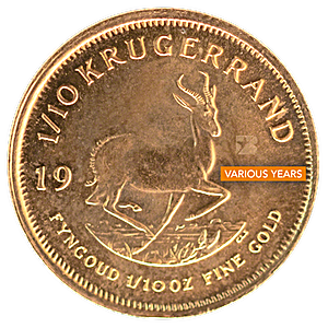 South African Gold Krugerrand - Various years - 1/10 oz