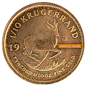1/10 oz South African Gold Krugerrand Bullion Coin (Various Years)