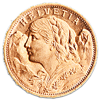 Swiss Gold 20 Francs Vrenelli - 5.81 g Swiss Gold 20 Francs Vrenelli - 5.81 g