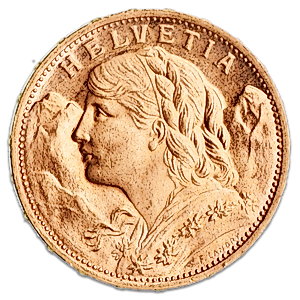 5.806 Gram Gold Swiss Gold 20 Franc Vreneli Coin (Various Years)