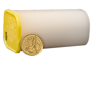 25 pcs of 1/10 oz 2023 UK Gold Britannia Coins (1 tube x25 pcs/tube) - QE II - Total 2.5 oz
