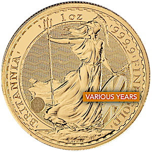 1 oz United Kingdom Gold Britannia Bullion Coin (Various Years)