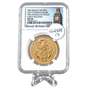 2017 1 oz United Kingdom Gold Queen's Beast 